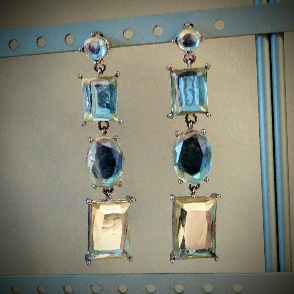Glass stone statement earrings